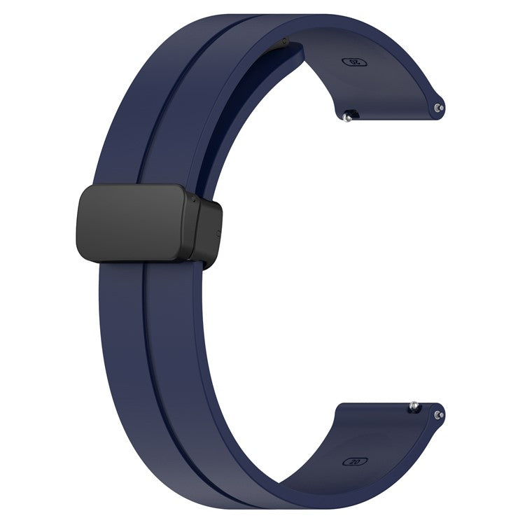 For Samsung Galaxy Watch 6 / Watch 5 / Watch4 40mm / 44mm / Huawei Watch GT 3 42mm / Garmin Venu2 Plus Silicone Watch Band Magnetic Folding Buckle Sport Strap - Midnight Blue