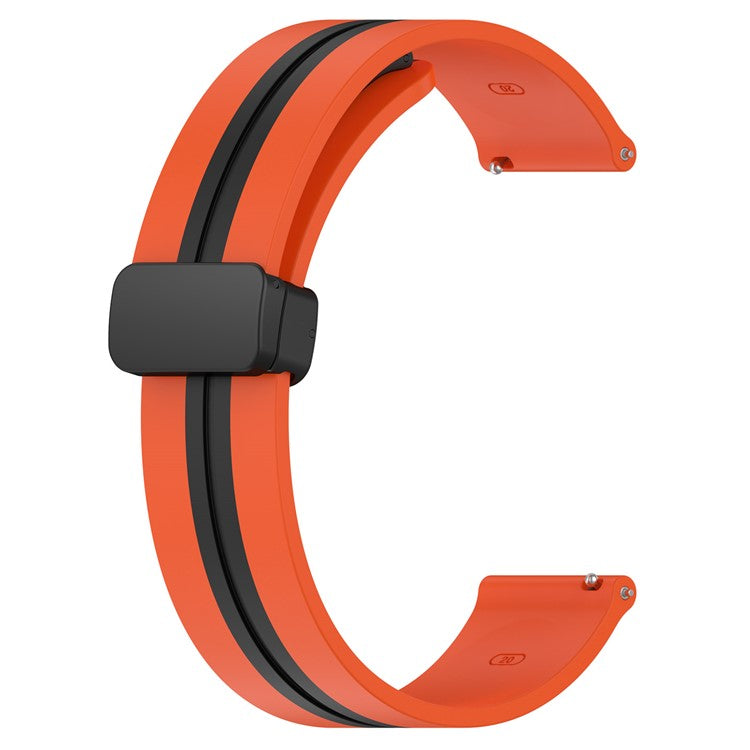 For Samsung Galaxy Watch6 40mm 44mm / Watch6 Classic 43mm 47mm / Watch 5 40mm 44mm / 5 Pro 45mm / Watch4 40mm 44mm Dual Color Sports Strap Magnetic Folding Buckle Silicone Watch Band Replacement - Orange / Black