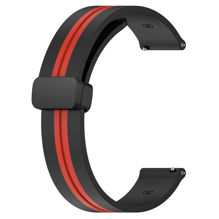 For Samsung Galaxy Watch6 40mm 44mm / Watch6 Classic 43mm 47mm / Watch 5 40mm 44mm / 5 Pro 45mm / Watch4 40mm 44mm Dual Color Sports Strap Magnetic Folding Buckle Silicone Watch Band Replacement - Black / Red