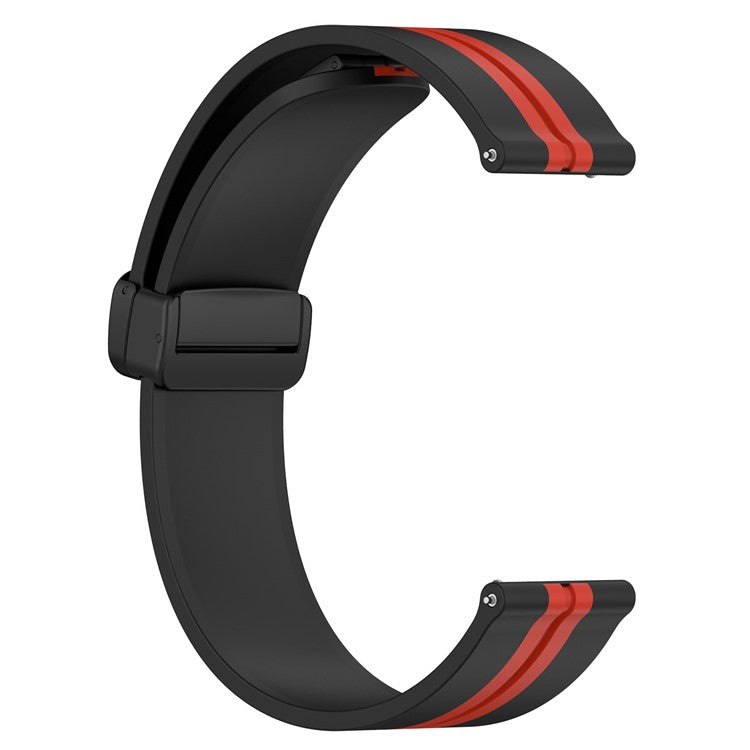 For Samsung Galaxy Watch6 40mm 44mm / Watch6 Classic 43mm 47mm / Watch 5 40mm 44mm / 5 Pro 45mm / Watch4 40mm 44mm Dual Color Sports Strap Magnetic Folding Buckle Silicone Watch Band Replacement - Black / Red