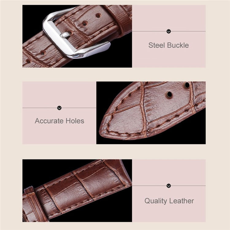 For Fitbit Versa 4 / Sense 2 Genuine Leather Watch Strap Crocodile Texture Replacement Band Stainless Steel Buckle Bracelet - White