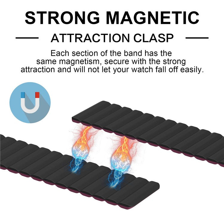 For Fitbit Versa 3 / Fitbit Sense Magnetic Silicone Watchband Universal Quick Release Watch Strap - Black / Wine Red