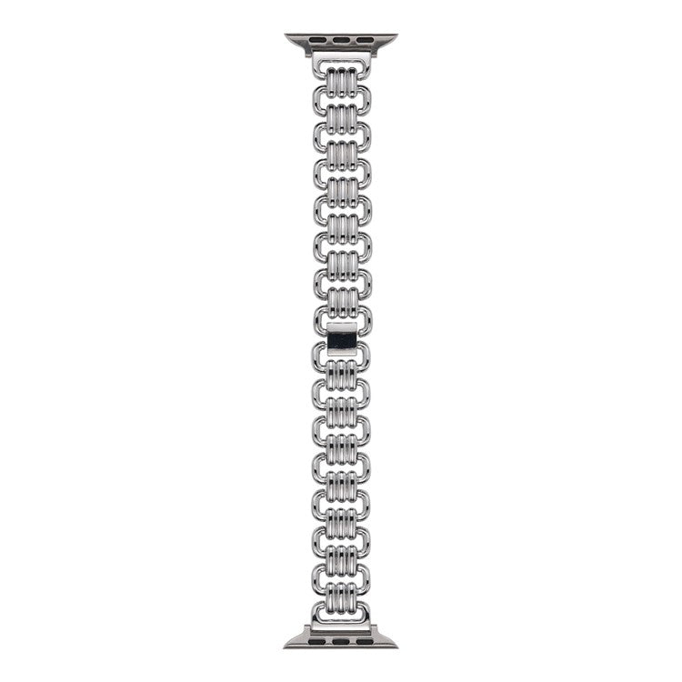 For Apple Watch Series 10 46mm / Ultra 2 Ultra 49mm /  Series 9 8 7 45mm / 6 5 4 SE (2023) SE (2022) SE 44mm / 3 2 1 42mm Stylish Ring Links Metal Chain Strap Smartwatch Wrist Band - Silver
