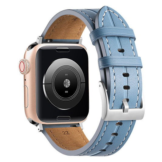 Watch Strap for Apple Watch Series 10 42mm / 9 8 7 41mm / SE (2023) SE (2022) SE 6 5 4 40mm / 3 2 1 38mm Genuine Leather Watch Band - Blue