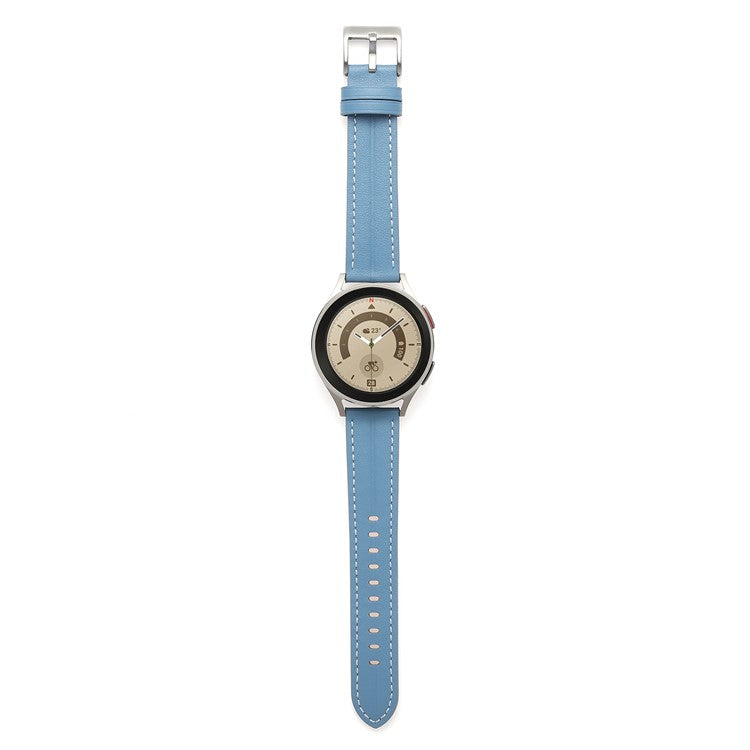 For Realme Watch 3 / Huami Amazfit GTR 4 / GTR 4 Pro Genuine Leather Watch Band 22mm Adjustable Quick Release Replacement Strap - Blue