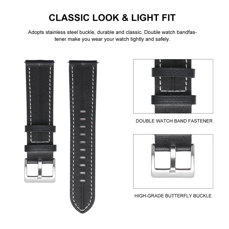 For Realme Watch 3 / Huami Amazfit GTR 4 / GTR 4 Pro Genuine Leather Watch Band 22mm Adjustable Quick Release Replacement Strap - Deep Pink