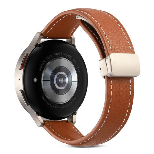 For Coros Pace 2 / Coros Apex 42mm Textured Genuine Leather Watch Band 20mm Quick Release Butterfly Buckle Strap Replacement - Brown