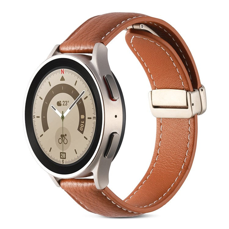 For Coros Pace 2 / Coros Apex 42mm Textured Genuine Leather Watch Band 20mm Quick Release Butterfly Buckle Strap Replacement - Brown