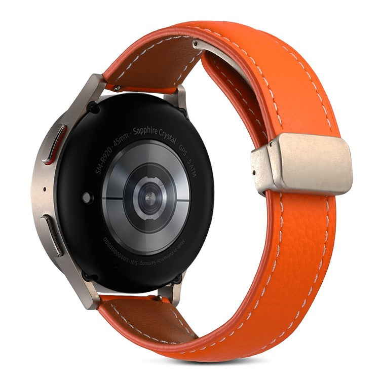 For Coros Pace 2 / Coros Apex 42mm Textured Genuine Leather Watch Band 20mm Quick Release Butterfly Buckle Strap Replacement - Orange