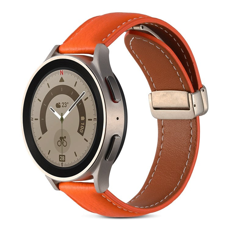 For Coros Pace 2 / Coros Apex 42mm Textured Genuine Leather Watch Band 20mm Quick Release Butterfly Buckle Strap Replacement - Orange