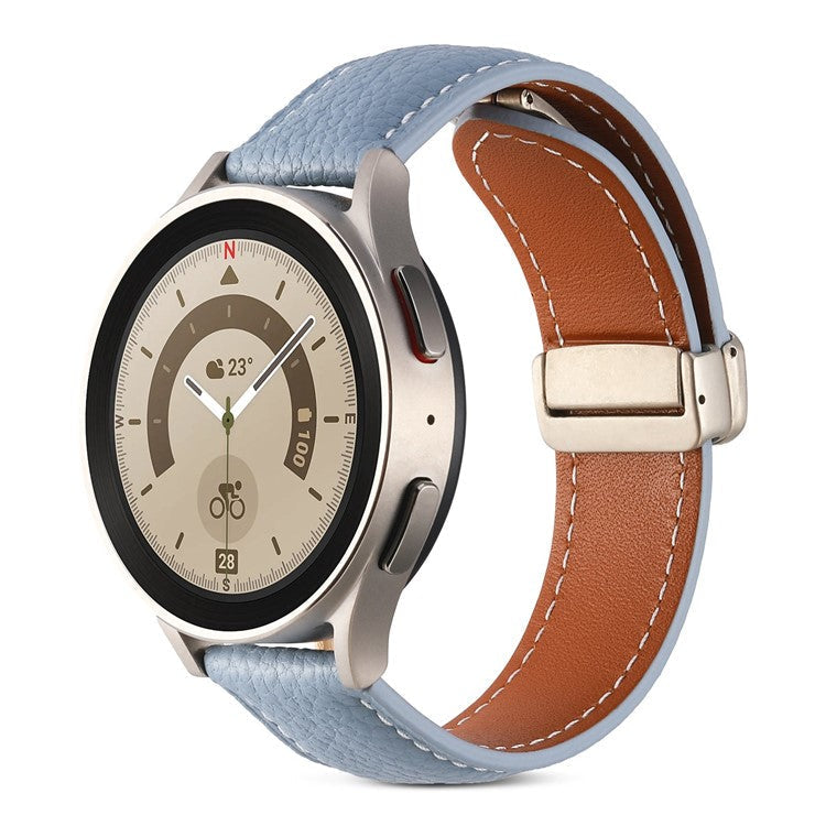 For Coros Pace 2 / Coros Apex 42mm Textured Genuine Leather Watch Band 20mm Quick Release Butterfly Buckle Strap Replacement - Blue
