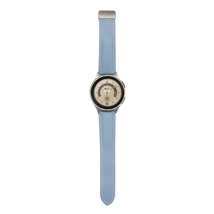 For Coros Pace 2 / Coros Apex 42mm Textured Genuine Leather Watch Band 20mm Quick Release Butterfly Buckle Strap Replacement - Blue
