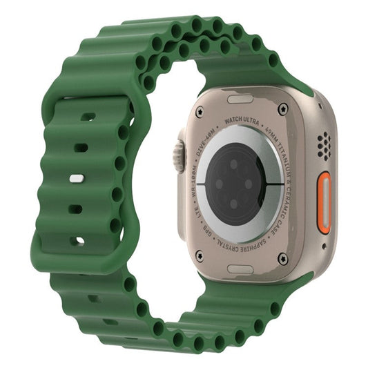 Watch Strap for Apple Watch Series 10 42mm / 9 8 7 41mm / SE (2023) SE (2022) SE 6 5 4 40mm / 3 2 1 38mm Ocean Sport Silicone Band - Green