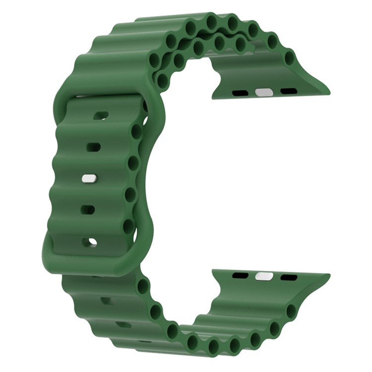 Watch Strap for Apple Watch Series 10 42mm / 9 8 7 41mm / SE (2023) SE (2022) SE 6 5 4 40mm / 3 2 1 38mm Ocean Sport Silicone Band - Green