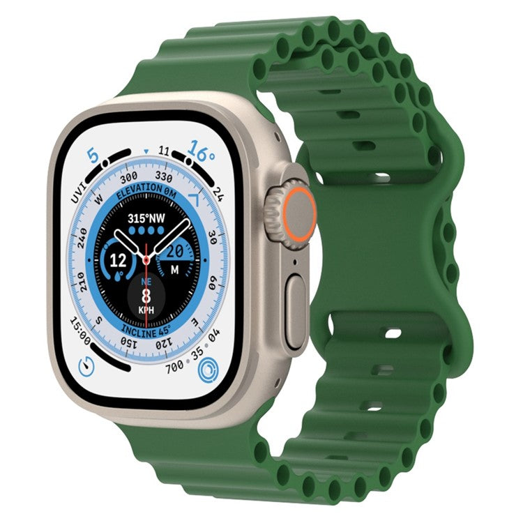 Watch Strap for Apple Watch Series 10 42mm / 9 8 7 41mm / SE (2023) SE (2022) SE 6 5 4 40mm / 3 2 1 38mm Ocean Sport Silicone Band - Green