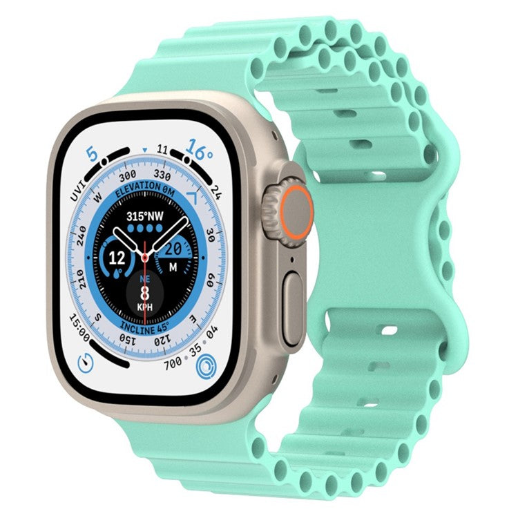 Watch Strap for Apple Watch Series 10 42mm / 9 8 7 41mm / SE (2023) SE (2022) SE 6 5 4 40mm / 3 2 1 38mm Ocean Sport Silicone Band - Teal Green
