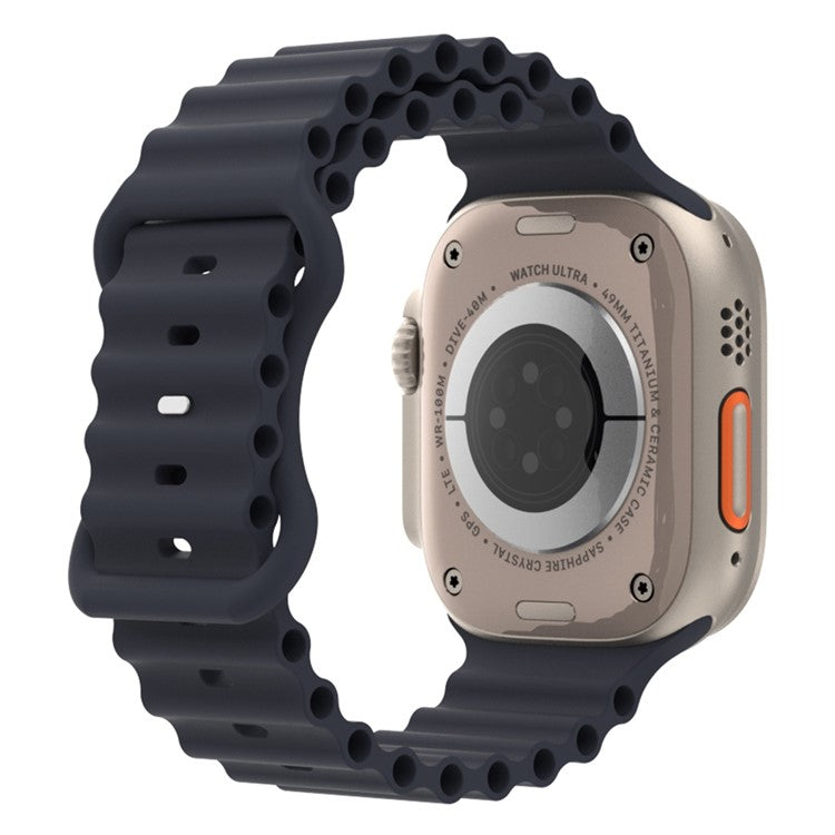 Watch Strap for Apple Watch Series 10 42mm / 9 8 7 41mm / SE (2023) SE (2022) SE 6 5 4 40mm / 3 2 1 38mm Ocean Sport Silicone Band - Midnight Black