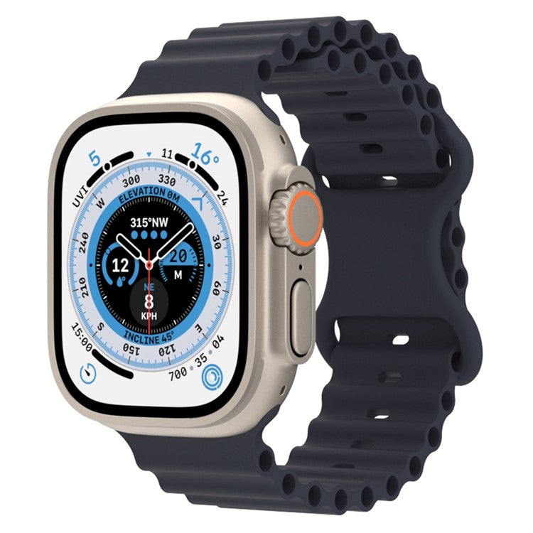 Watch Strap for Apple Watch Series 10 42mm / 9 8 7 41mm / SE (2023) SE (2022) SE 6 5 4 40mm / 3 2 1 38mm Ocean Sport Silicone Band - Midnight Black