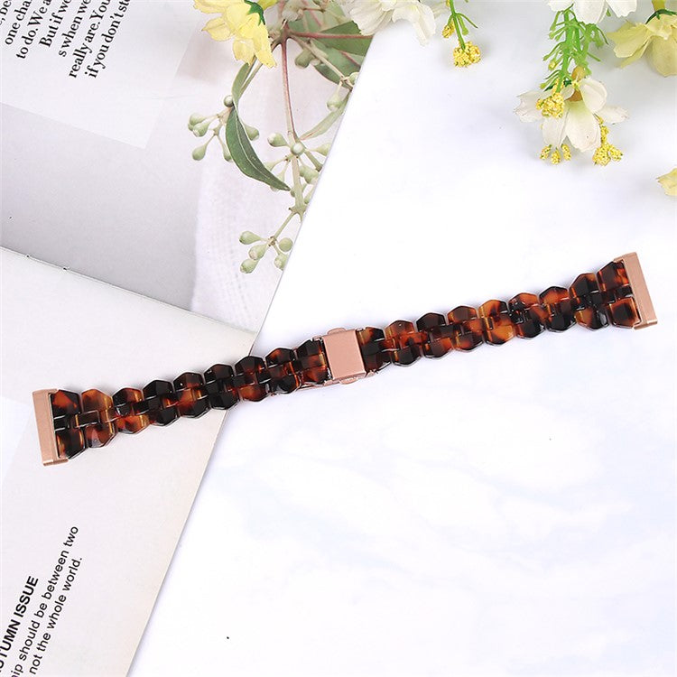 For Garmin Vivoactive 3 / Vivoactive 3 Music Replacement Resin Watch Strap Quick Release 20mm Watch Band with Folding Clasp - Tortoiseshell Color