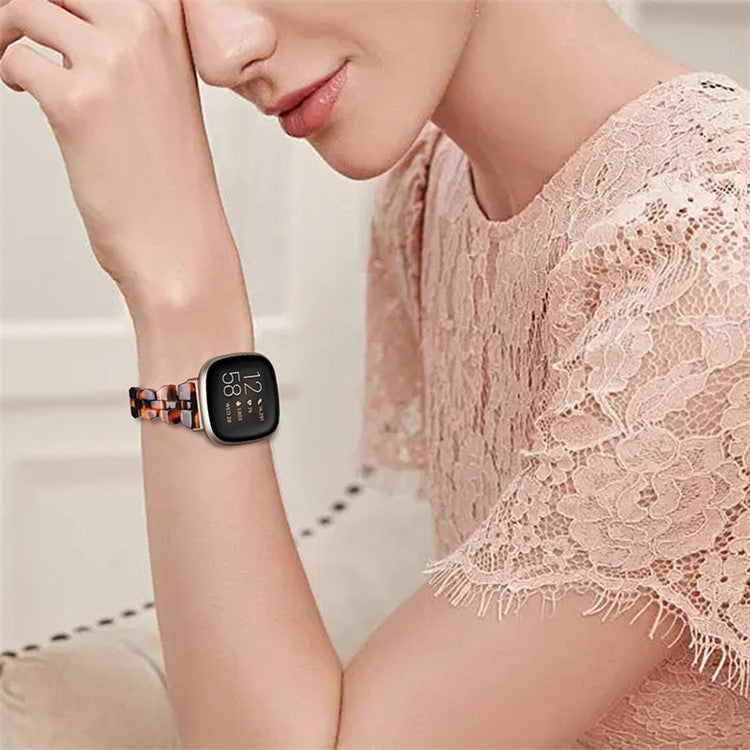 For Garmin Vivoactive 3 / Vivoactive 3 Music Replacement Resin Watch Strap Quick Release 20mm Watch Band with Folding Clasp - Tortoiseshell Color