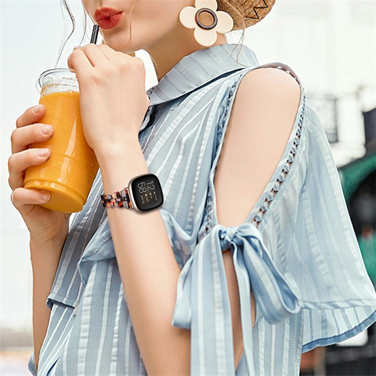 For Garmin Vivoactive 3 / Vivoactive 3 Music Replacement Resin Watch Strap Quick Release 20mm Watch Band with Folding Clasp - Tortoiseshell Color