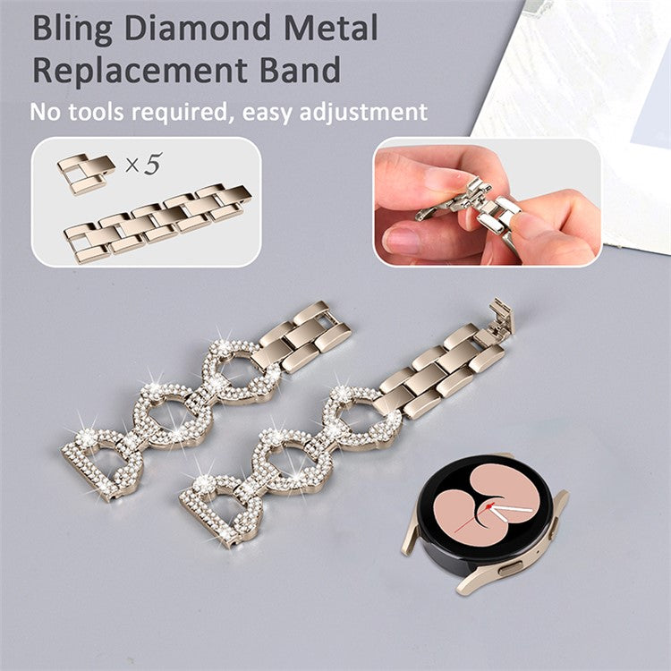 For Garmin Vivoactive 3 / Vivoactive 3 Music / Venu Rhinestones Decor 3 Circles Design Metal Wrist Band 20mm Replacement Watch Strap - Champagne Gold