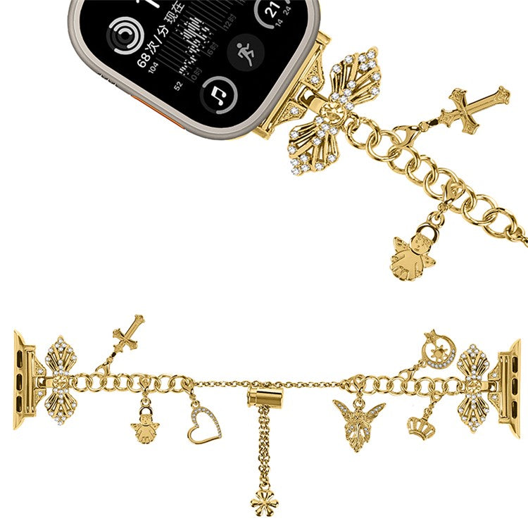 Watch Strap for Apple Watch Series 10 42mm / 9 8 7 41mm / SE (2023) SE (2022) SE 6 5 4 40mm / 3 2 1 38mm Multiple Pendant Design Bracelet Watch Band - Gold