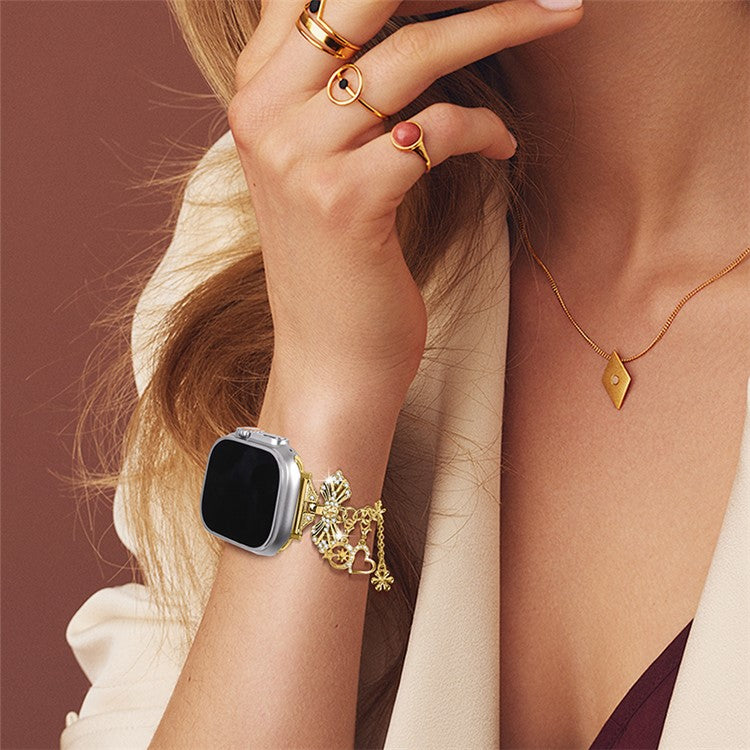 Watch Strap for Apple Watch Series 10 42mm / 9 8 7 41mm / SE (2023) SE (2022) SE 6 5 4 40mm / 3 2 1 38mm Multiple Pendant Design Bracelet Watch Band - Gold