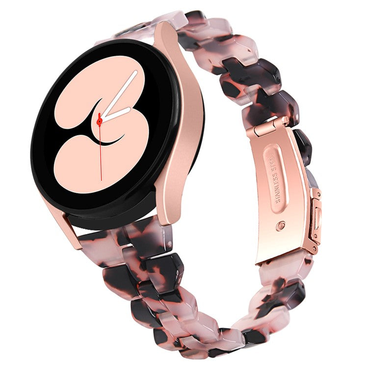For Samsung Galaxy Watch6 40mm 44mm / Watch6 Classic 43mm 47mm / Watch 5 40mm 44mm / 5 Pro 45mm / Watch4 40mm 44mm Resin Strap 20mm Bracelet Wristband Replacement - Pink  /  Black