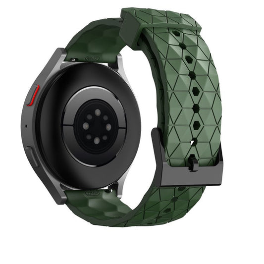 For Samsung Galaxy Watch3 / Huawei Watch GT 2 / GT Runner / Garmin Forerunner 255 Watch Band 22mm Football Pattern Silicone Wrist Strap Replacement - Army Green