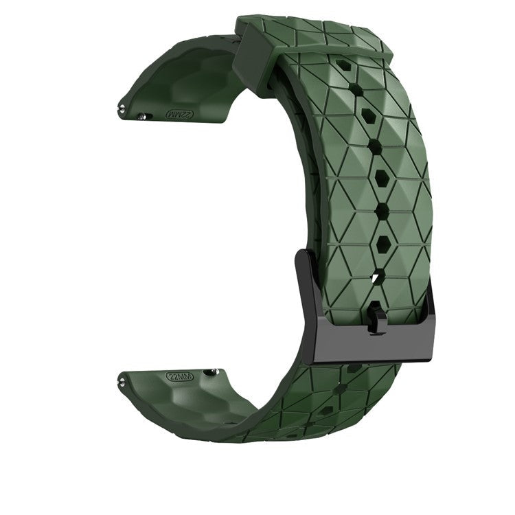 For Samsung Galaxy Watch3 / Huawei Watch GT 2 / GT Runner / Garmin Forerunner 255 Watch Band 22mm Football Pattern Silicone Wrist Strap Replacement - Army Green