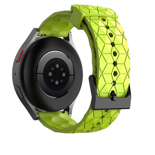 For Samsung Galaxy Watch3 / Huawei Watch GT 2 / GT Runner / Garmin Forerunner 255 Watch Band 22mm Football Pattern Silicone Wrist Strap Replacement - Lime