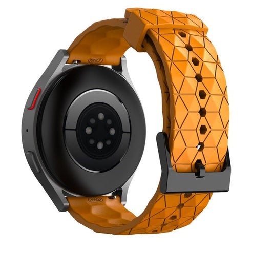 For Samsung Galaxy Watch 5 / Huawei Watch GT Football Pattern Silicone Watch Strap 20mm Universal Replacement Wrist Band - Yellow