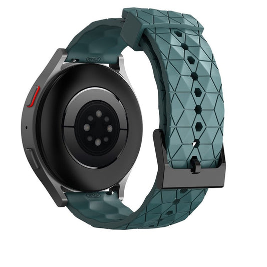 For Samsung Galaxy Watch 5 / Huawei Watch GT Football Pattern Silicone Watch Strap 20mm Universal Replacement Wrist Band - Dark Green