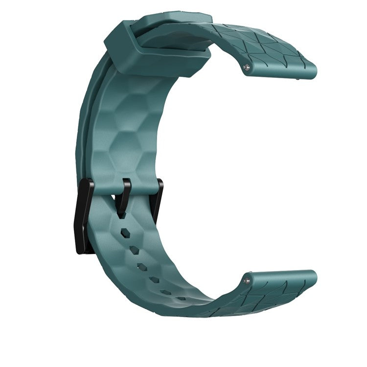 For Samsung Galaxy Watch 5 / Huawei Watch GT Football Pattern Silicone Watch Strap 20mm Universal Replacement Wrist Band - Dark Green