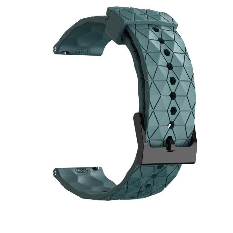 For Samsung Galaxy Watch 5 / Huawei Watch GT Football Pattern Silicone Watch Strap 20mm Universal Replacement Wrist Band - Dark Green