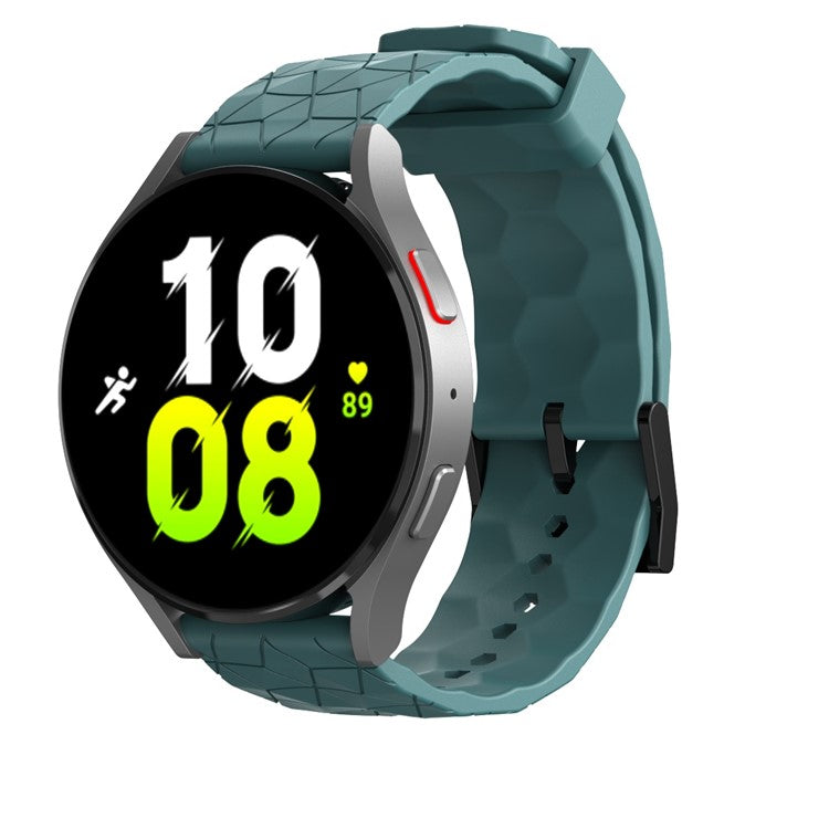 For Samsung Galaxy Watch 5 / Huawei Watch GT Football Pattern Silicone Watch Strap 20mm Universal Replacement Wrist Band - Dark Green