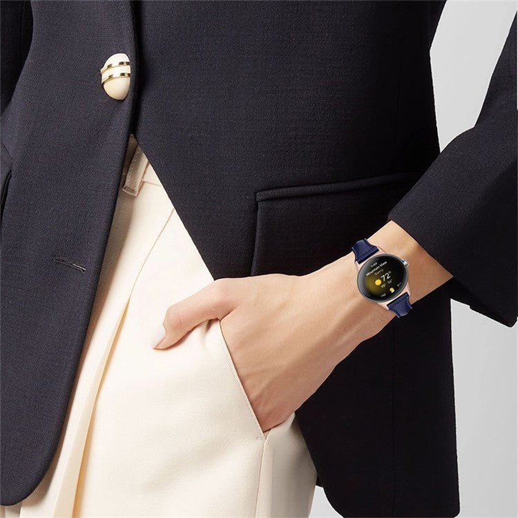 Genuine Leather Watch Strap for Google Pixel Watch 2 / Pixel Watch Band Quick Release 20mm Watch Band with Rose Gold Connector - Dark Blue
