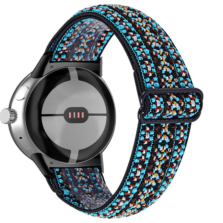 For Google Pixel Watch 2 / Pixel Watch Elastic Watch Band Braided Wrist Strap with Black Connector - Style C
