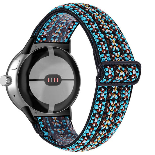 For Google Pixel Watch 2 / Pixel Watch Elastic Watch Band Braided Wrist Strap with Black Connector - Style C