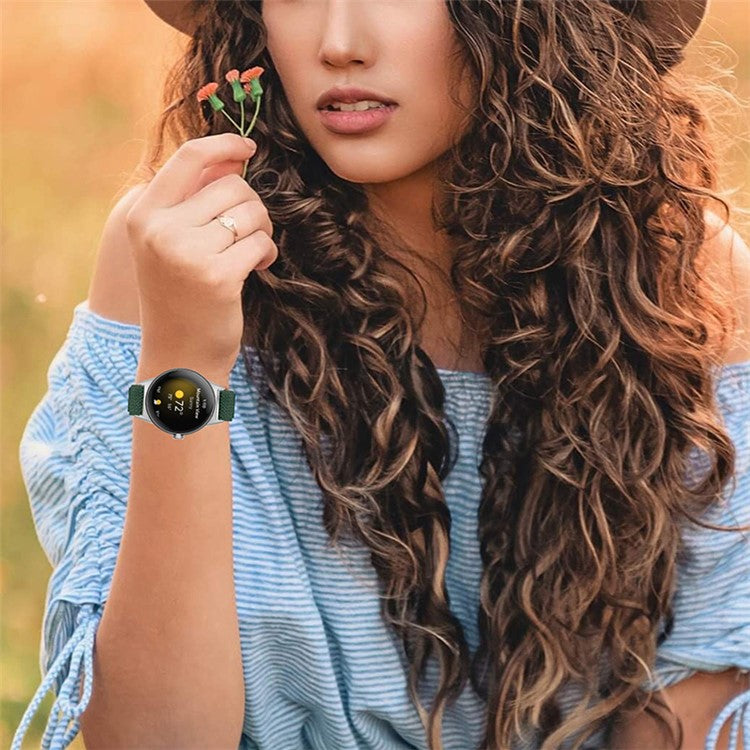 For Google Pixel Watch 2 / Pixel Watch Elastic Woven Soft Watch Strap Replacement Wrist Band (Silver Connector) - Army Green