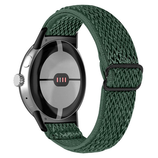 For Google Pixel Watch 2 / Pixel Watch Elastic Watch Strap Replacement Watch Band with Black Connector - Army Green