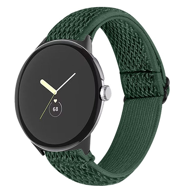For Google Pixel Watch 2 / Pixel Watch Elastic Watch Strap Replacement Watch Band with Black Connector - Army Green