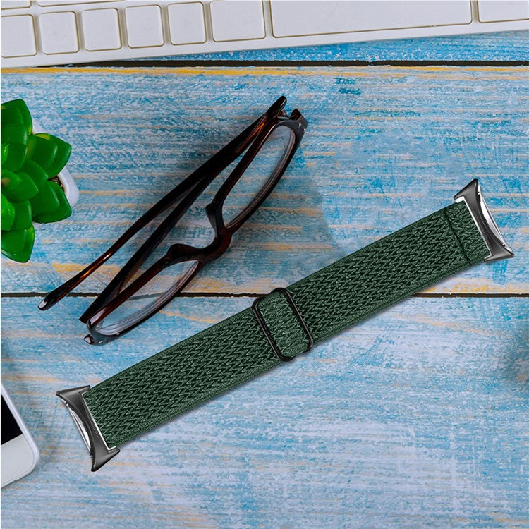 For Google Pixel Watch 2 / Pixel Watch Elastic Watch Strap Replacement Watch Band with Black Connector - Army Green