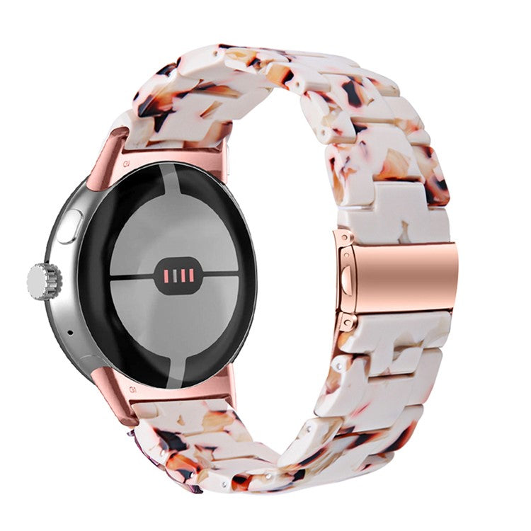 Replacement Watch Band for Google Pixel Watch 2 / Pixel Watch Quick Release Polished Watchband 20mm Resin Watch Strap - Nougat