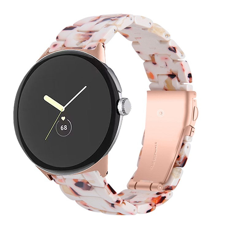 Replacement Watch Band for Google Pixel Watch 2 / Pixel Watch Quick Release Polished Watchband 20mm Resin Watch Strap - Nougat