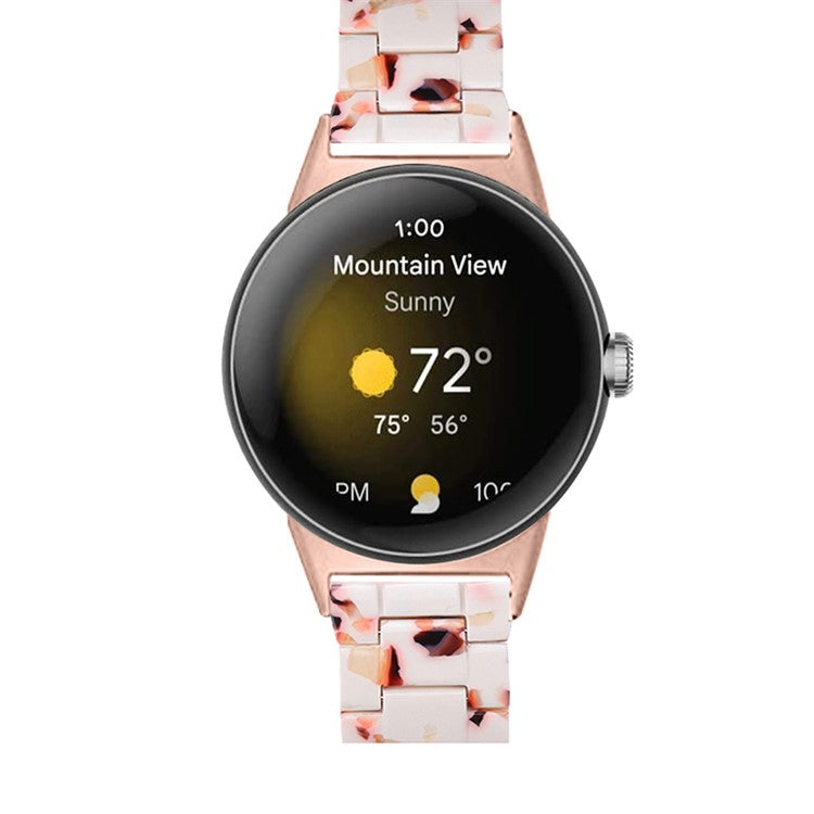 Replacement Watch Band for Google Pixel Watch 2 / Pixel Watch Quick Release Polished Watchband 20mm Resin Watch Strap - Nougat