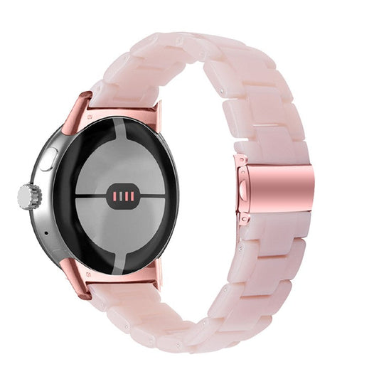 For Google Pixel Watch 3 41mm / Watch 2 / Pixel Watch Slim Light Resin Band Sport Strap Bracelet with Stainless Steel Buckle - Pink