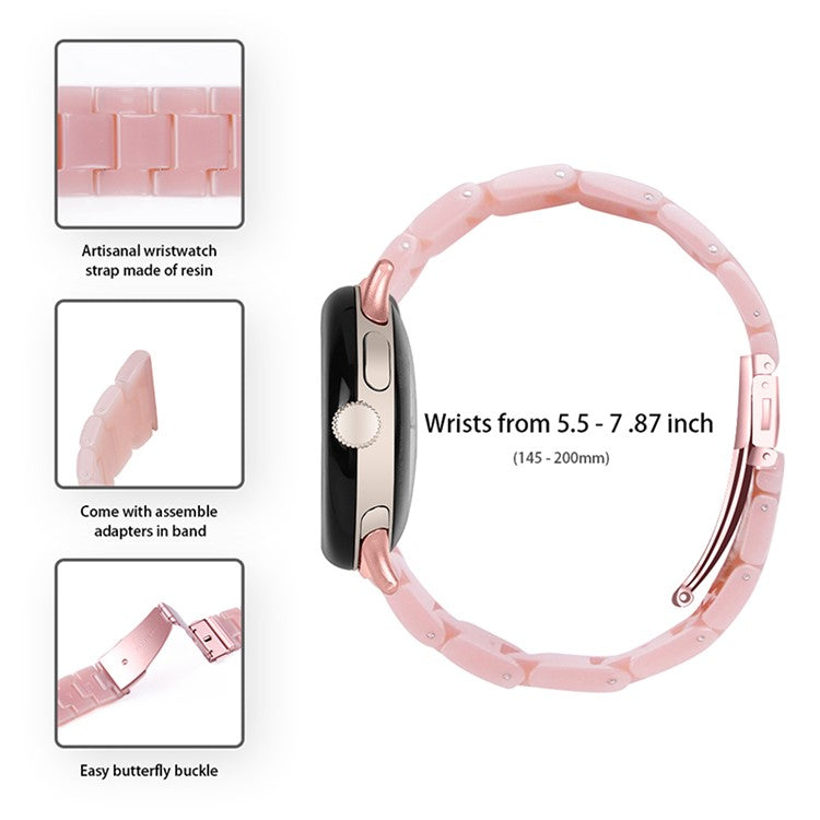 For Google Pixel Watch 3 41mm / Watch 2 / Pixel Watch Slim Light Resin Band Sport Strap Bracelet with Stainless Steel Buckle - Pink