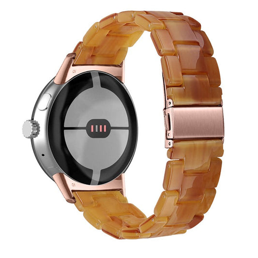 For Google Pixel Watch 3 41mm / Watch 2 / Pixel Watch Slim Light Resin Band Sport Strap Bracelet with Stainless Steel Buckle - Caramel